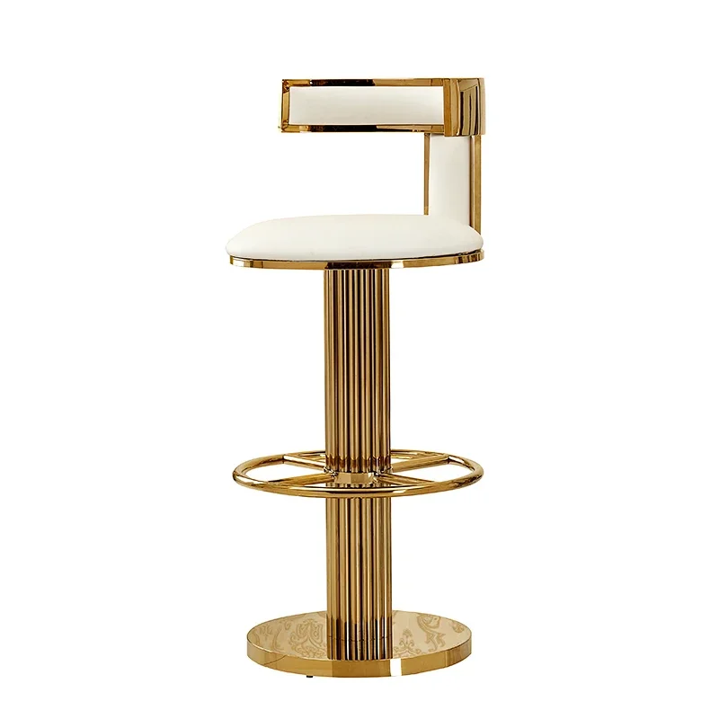 

Counter Height Bar Stools with Back, Modern Barstools Island Chair with Polished Gold Stainless Steel and Comfortable Cushion