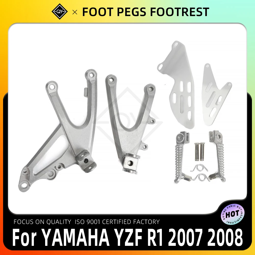 LQYL Motorcycle Front Footrest Foot Pegs Bracket Set For Yamaha YZF R1 2007 2008 YZF-R1 2007-2008 YZF R 1