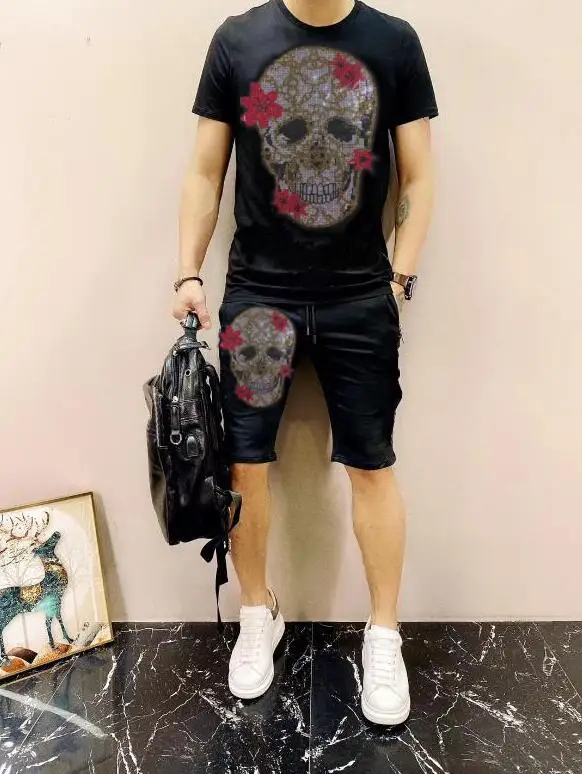 Men's Anime Drill Hip Hop Streetwear Tracksuit Casual Summer Fashion Set Hot Style Suit Casual Summer Fashion Tracksuit