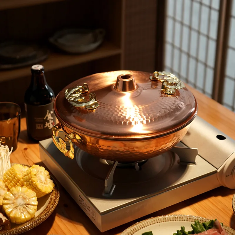 Japan imported hirosho copper hot pot retro gas amphora shabu mutton shabu shabu old hot pot snowflake pot