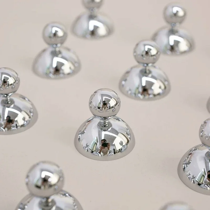 Furniture Bedroom Wardrobe Shoe Cabinet Drawer Children's Room Small Knobs Shiny Silver Ball Solid Brass Cabinet Door Handles