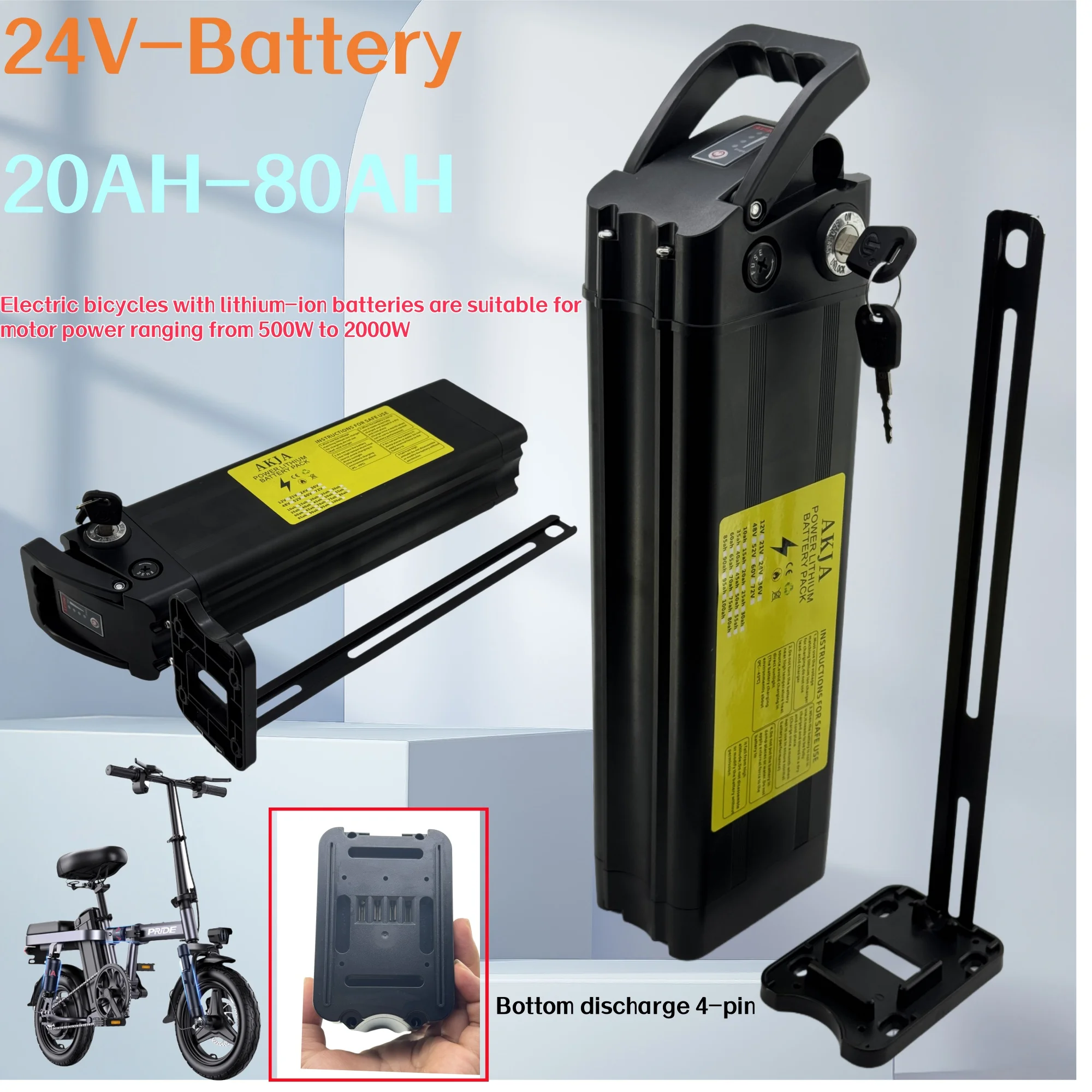 

Air transportation, power assisted bicycle 18650 lithium battery 24V 80AH, suitable for Silverfish motors below 500W-2000W