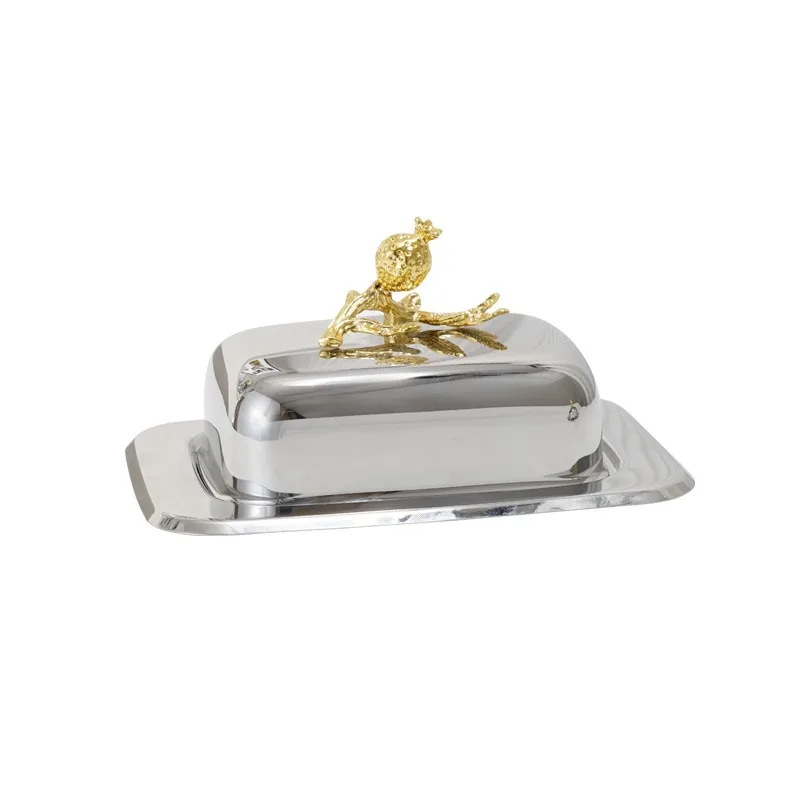 Light luxury stainless steel 304 western food butter plate pomegranate butter box