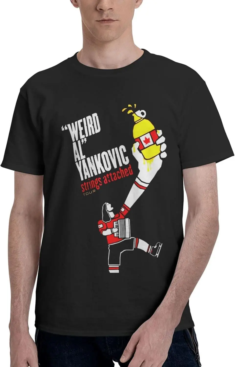 Weird Music Al Yankovic Shirt Men's Cotton Short Sleeve Printed T Shirt Casual T-Shirts Crew Neck Tee Shirt Tops Black