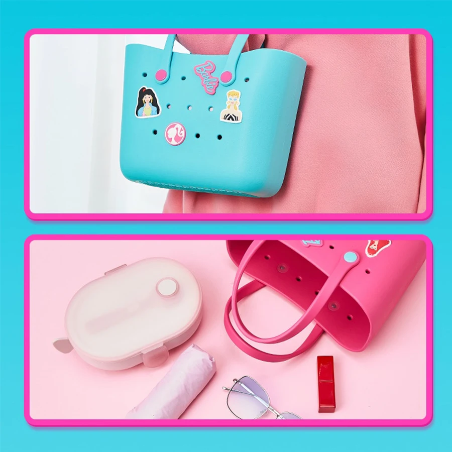 MINISO Barbie Sunlight Shining Series Tote Bag Portable Lunch Bag Cute Hollow Design Handbag Women Casual Shoulder Bag Gift