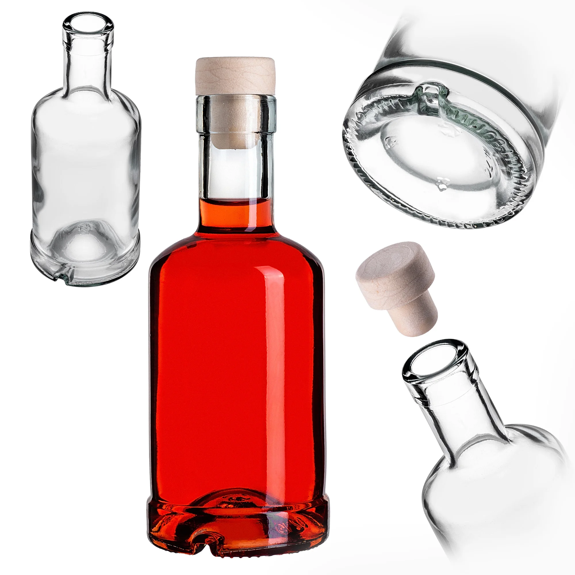 KADAX Bouteille en verre de 250 ml avec bouchon synthétique 10 pièces