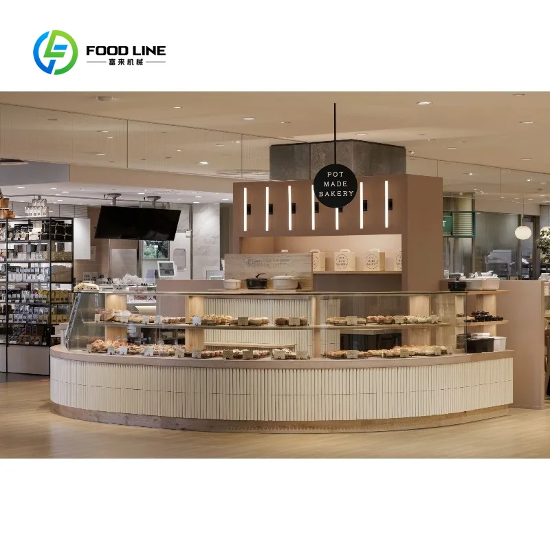 Bakery Pastry Shop Interior 3D Design Showcase Furniture Full Room Customization Glass Display Cabinet Pastry Display Case