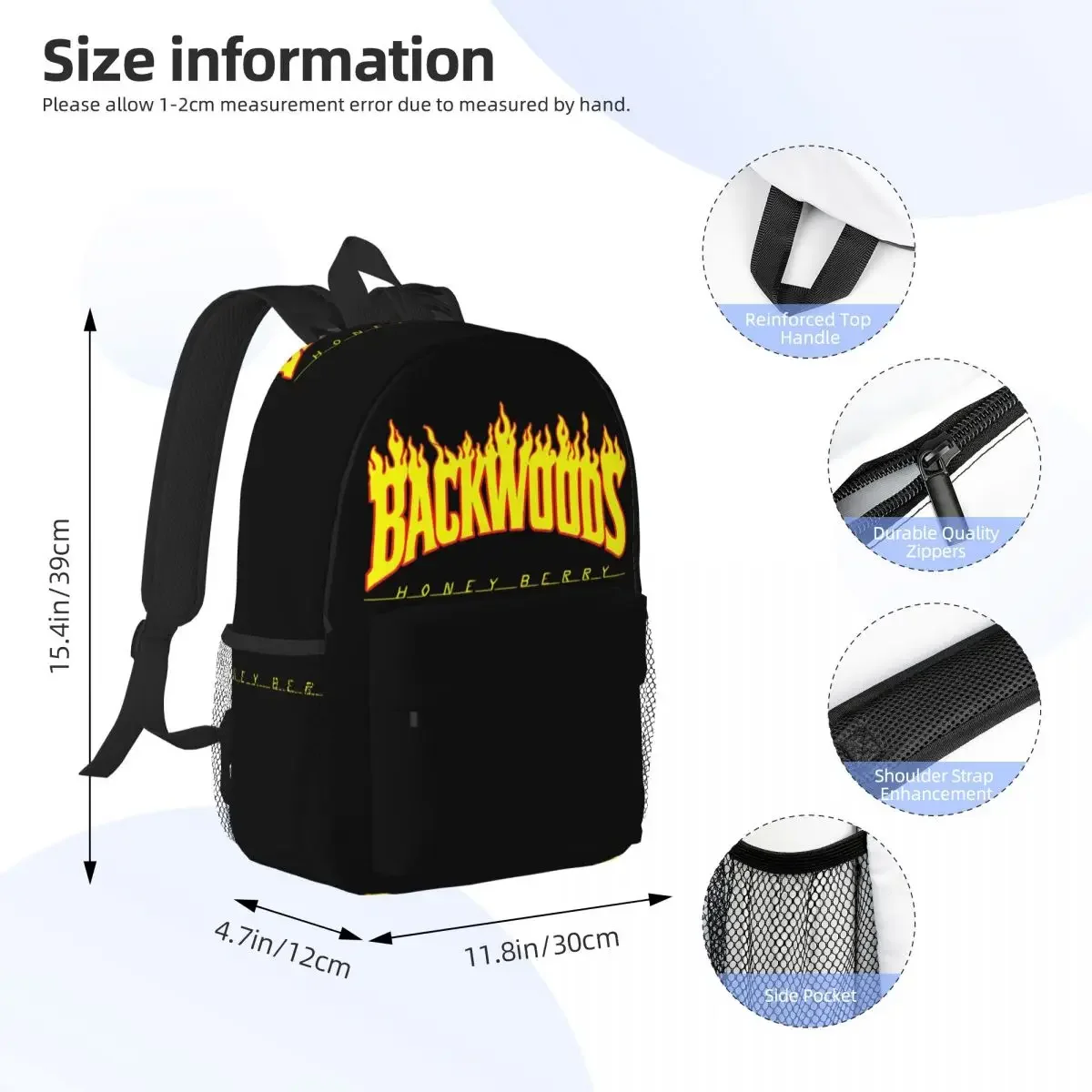 Backwoods Backpacks Teenager Bookbag Cartoon Backwoods Logo Children School Bags Travel Rucksack Shoulder Bag Large Capacity