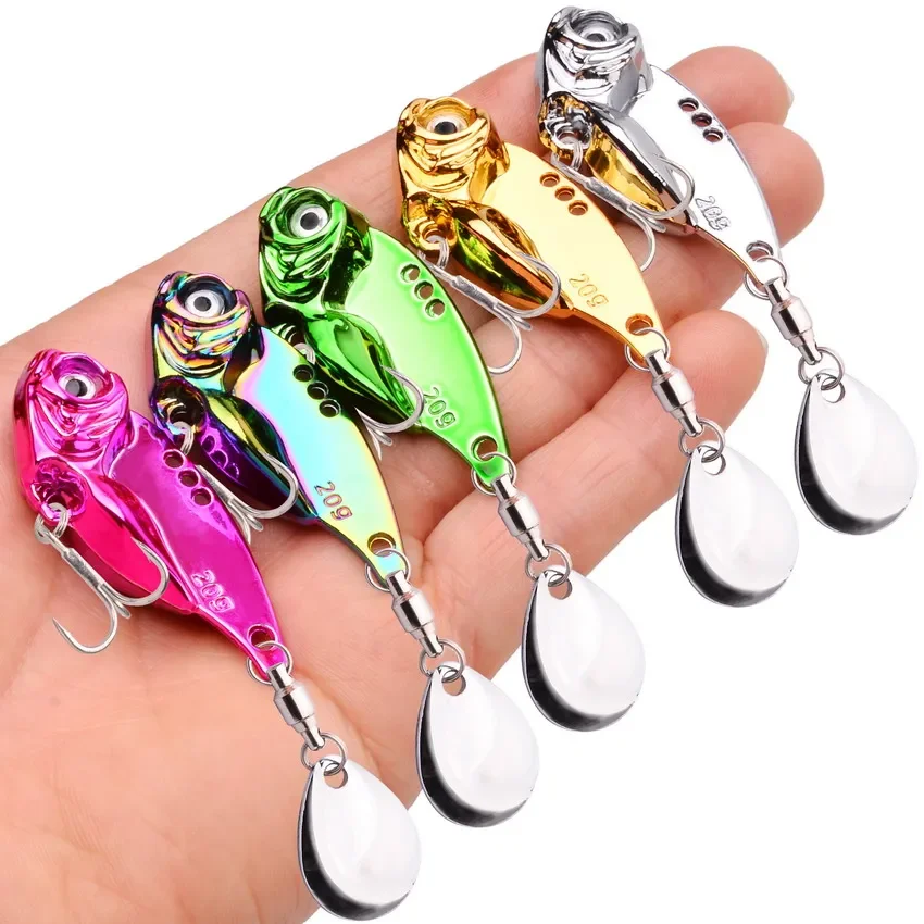 VIB Rotating Sequin Spoon Fishing Lure 7g-20g Metal Spinner Swimbait Fishing Crankbait Bass Artificial Bait Cicada Pesca Tackle