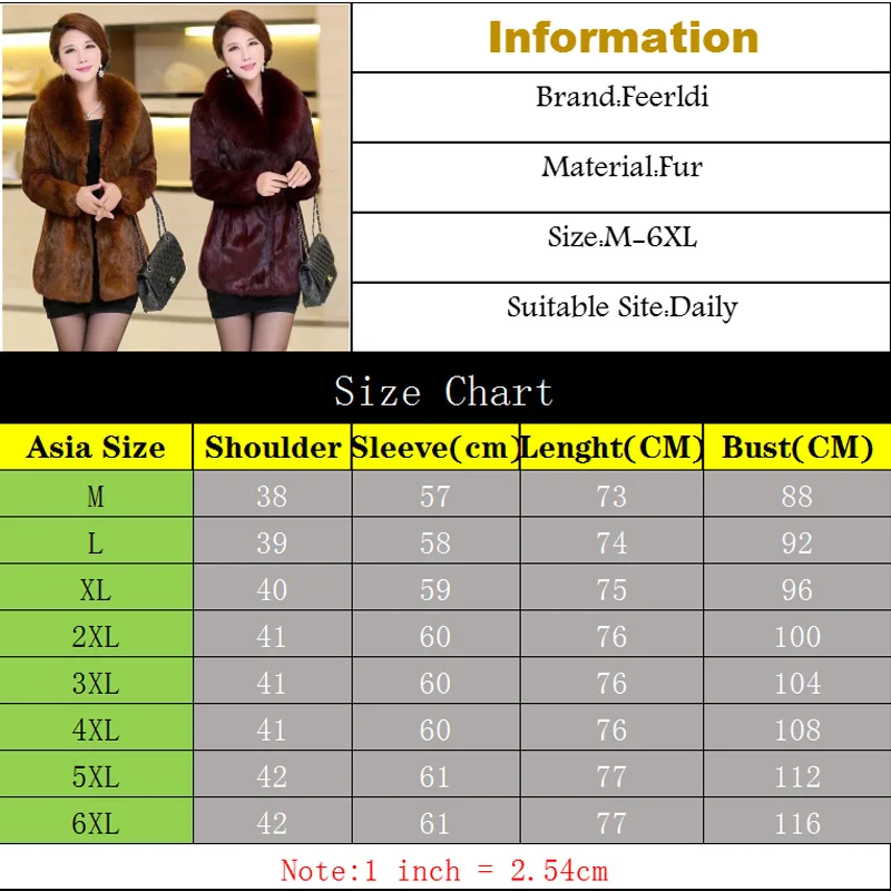 Top Qualität M-6XL Oversize Jacke Chic und Elegante Frauen Fuax Pelzmantel Sehr Warm Winddicht Faux Nerz Mom V-ausschnitt outfit