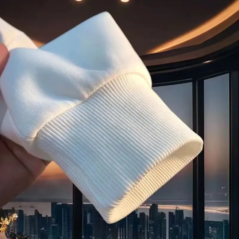 2025 włoski modny sweter z nadrukiem dla mężczyzn wiosna jesień ciepły miękki T-shirt z długim rękawem męski codzienny Casual sportowe bluzy z kapturem z okrągłym dekoltem — zdjęcie 7
