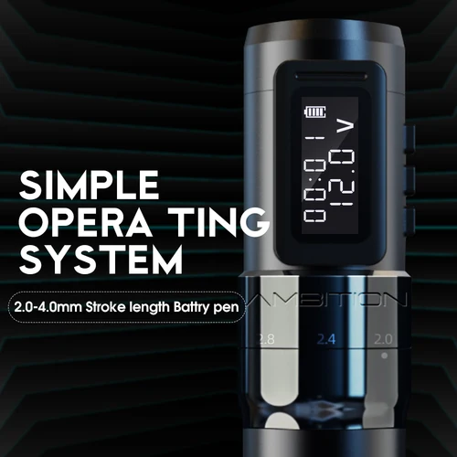 Imagen 2 del producto Ambition MARS-U máquina de tatuaje inalámbrica profesional pluma carrera ajustable 2,2-4,2mm cartucho 1800mAh Motor sin núcleo arte del tatuaje