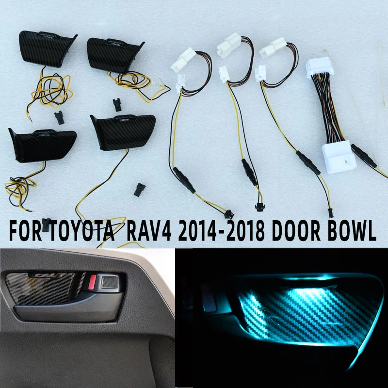 Door Bowl Atmosphere Light For Toyota RAV4 2014 2015 2016 Interior LED Blue Car Door Bowl Handle Frame Light For RAV4 2017 2018