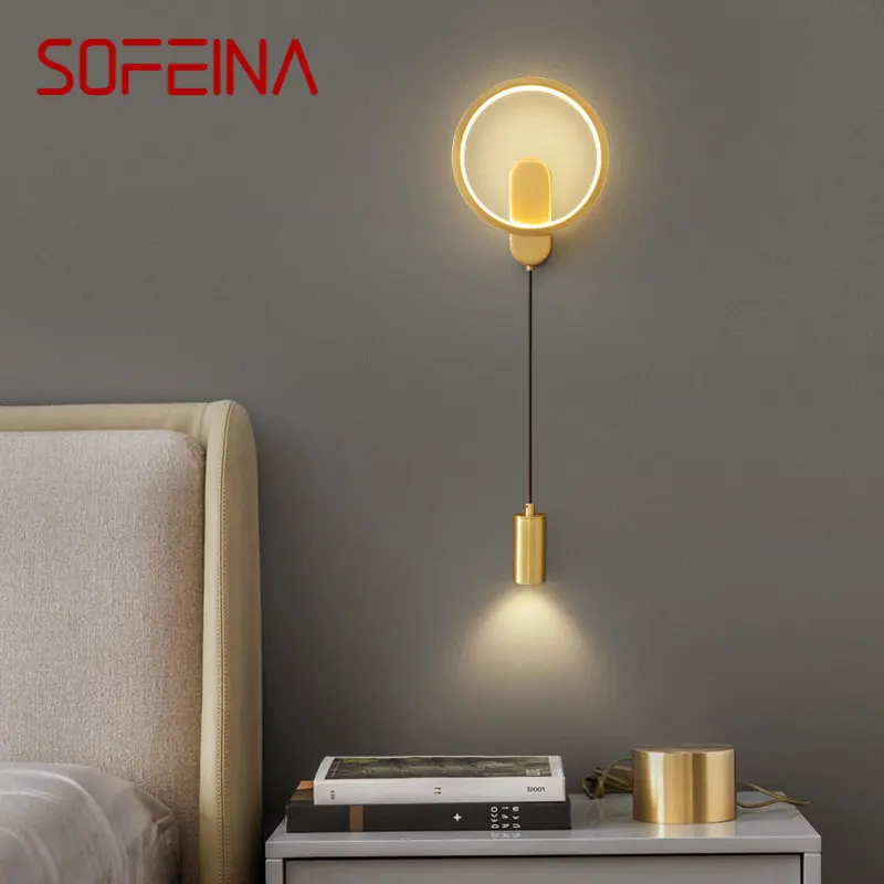 SOFEINA Interior Copper Wall Sconce LED 3 Colors Gold Brass Beside Light Decor Modern Home Live Bedroom