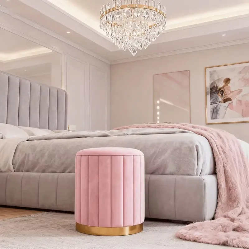 A Makeup Stool, A Round Stool for The Bedroom, Small Round Bench, Sofa Stool, and Vanity Chair Furniture