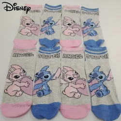 10 Pairs Disney Stitch AB Socks Pure Cotton Summer Girls Cute Cartoon Sports Trendy Socks Low Cute Socks Slippers Accessories