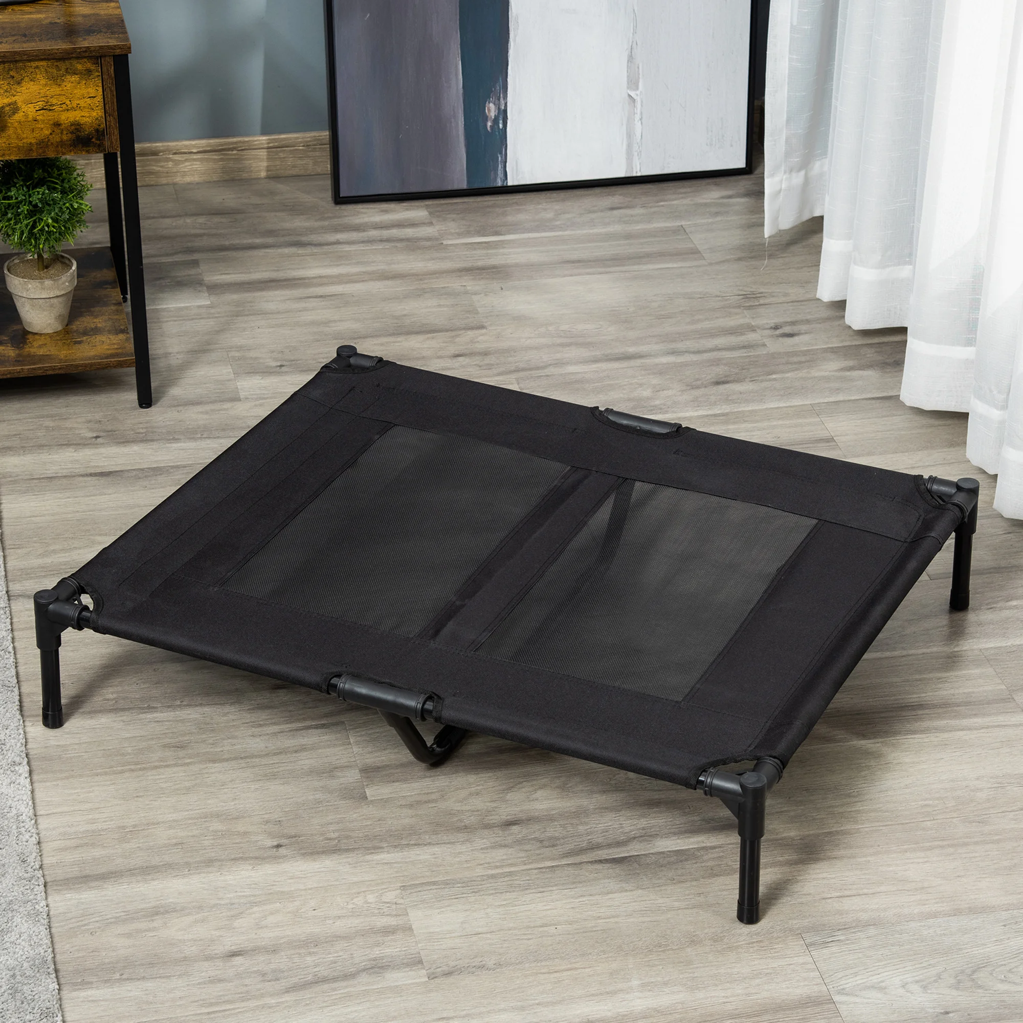 PawHut Cama Elevada para Perros Interior y Exterior 92x76x18 cm Negro
