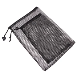 검은 내구성 나일론 메쉬 Drawstring 가방 보관 주머니 다목적 홈 여행 야외 활동 세탁 가방 물건 자루