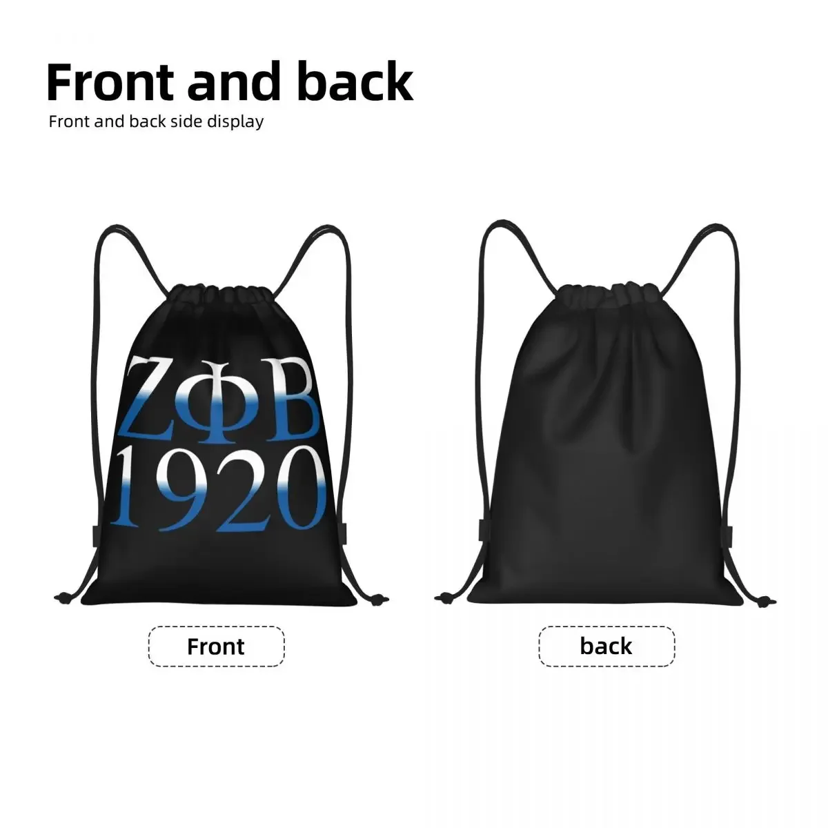 Zeta Phi Beta Drawstring Backpack Sports Gym Bag for Women Men Shopping Sackpack