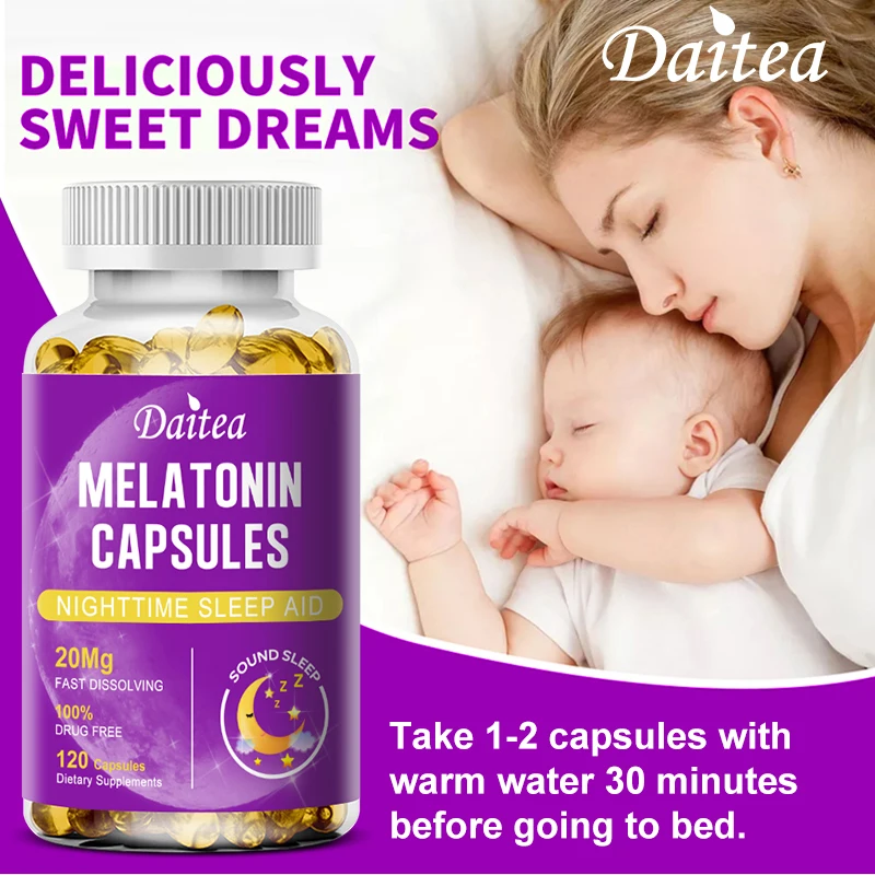 Melatonin 20mg Anti Stress Tools Sleeping Capsules Melatonin to Sleep Stay Asleep Longer For Adult Beauty Health