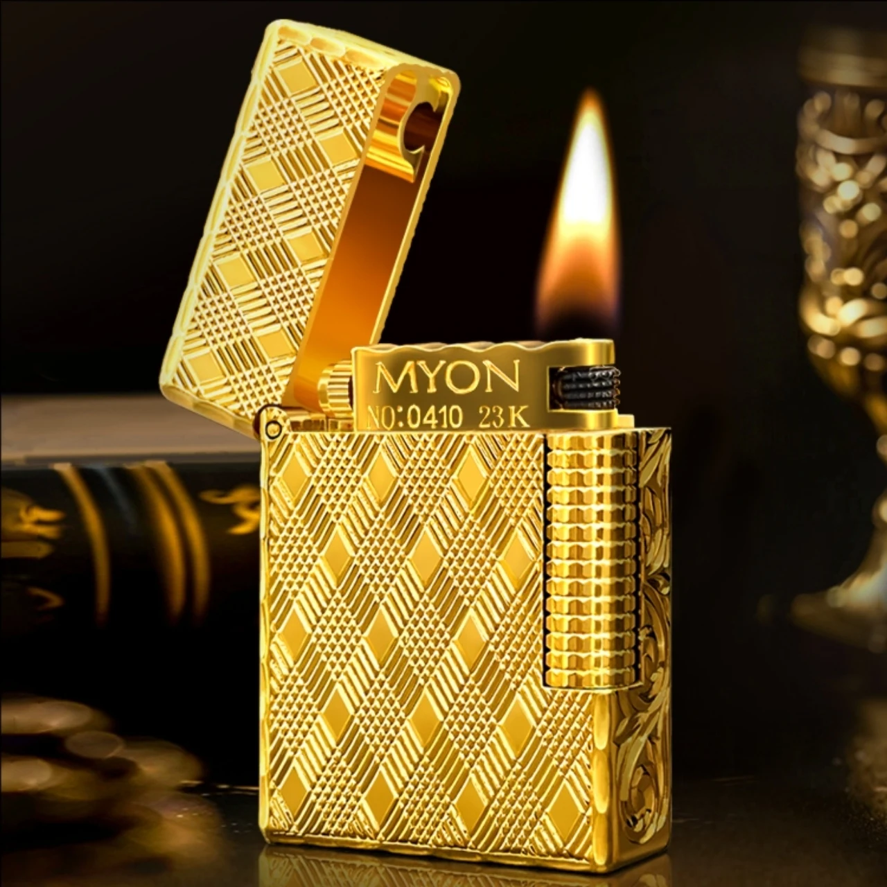 

Эстетические крутые зажигалки для курильщиков, роскошные позолоченные из меди, для коллекции, подарков на день рождения и праздник (за исключением топлива)