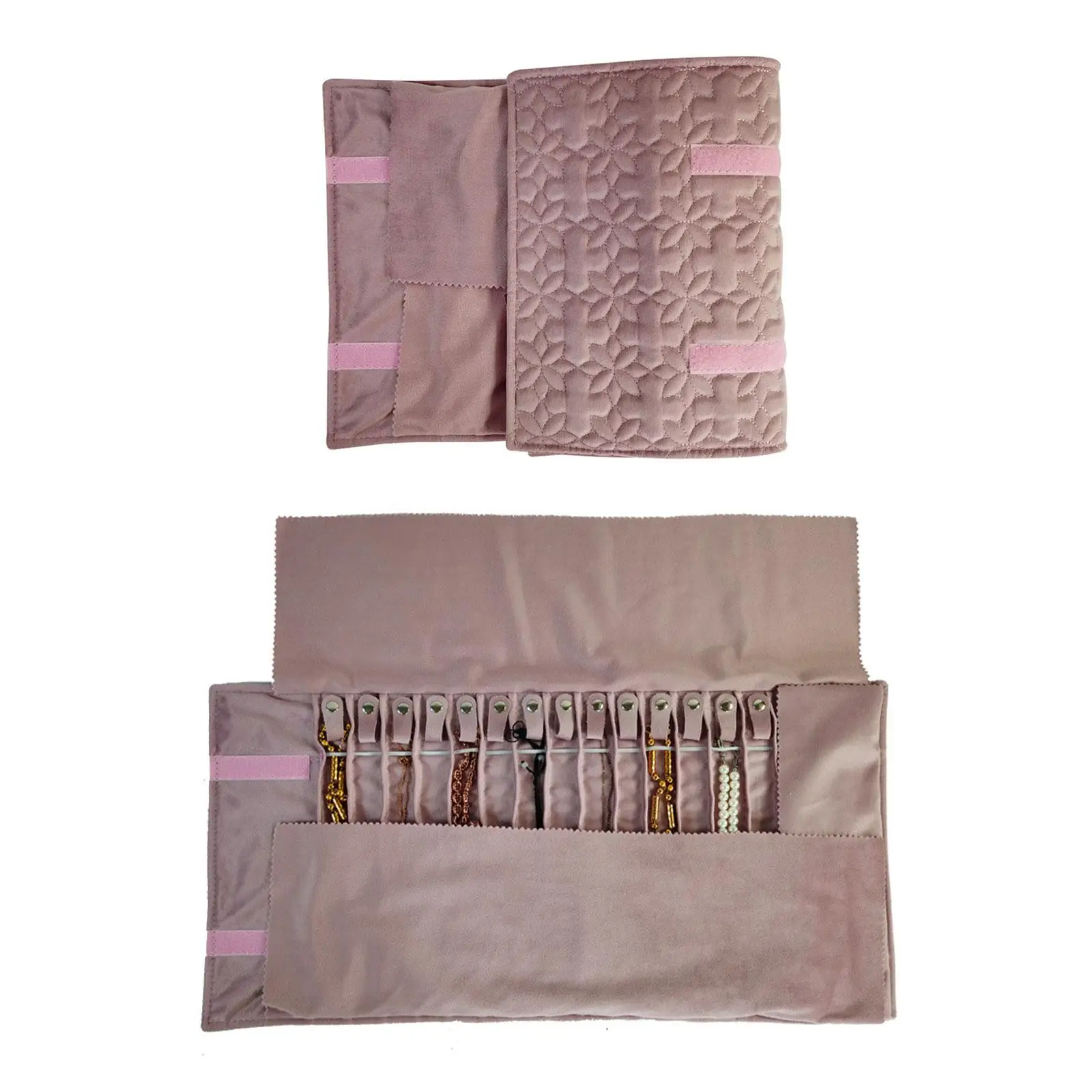 حقيبة مجوهرات رول مخملية آمنة وقلادة للسفر وحقيبة تخزين قابلة للطي #5
