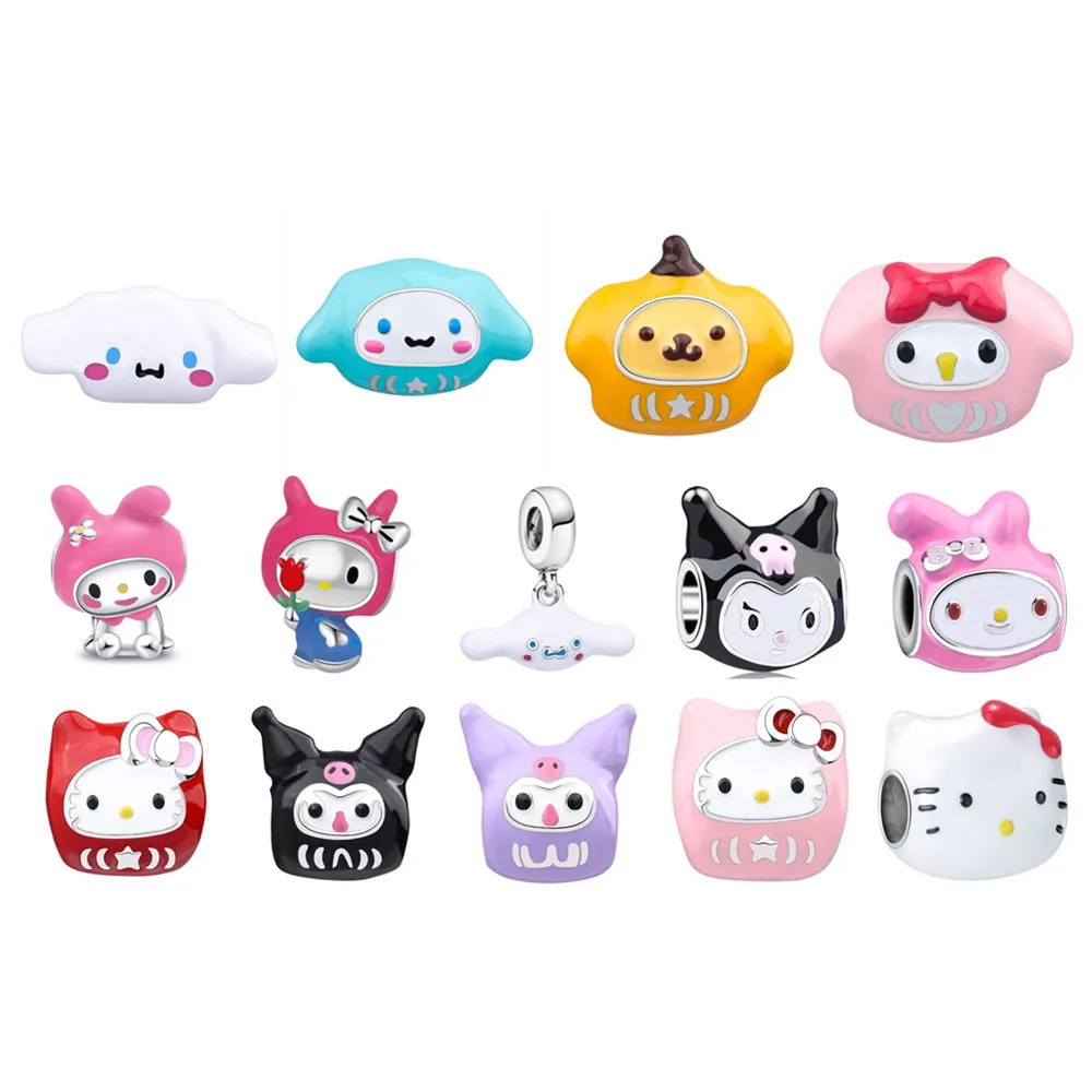 New Miniso Fashion Sanrio KT Cat Charm Beads Suitable for Original Women's Bracelets Jewelry Accessories Gifts