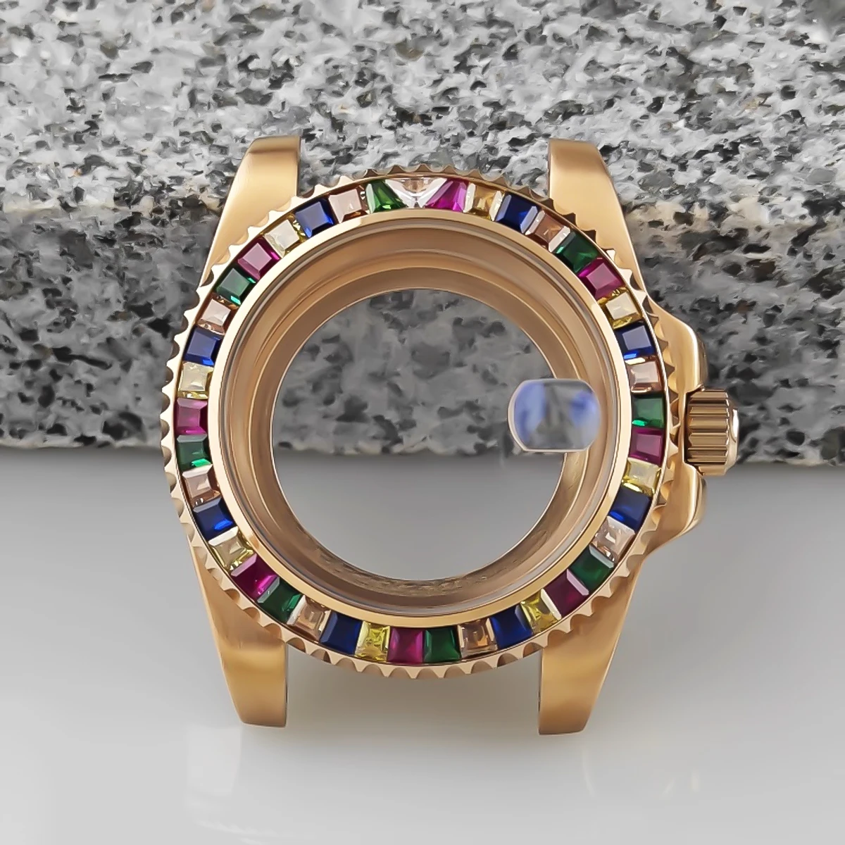 

Корпус часов Submariner с бриллиантами 40,5 мм, корпус из нержавеющей стали, сапфировое стекло, водонепроницаемое для NH35, NH36, запасные части для механизма