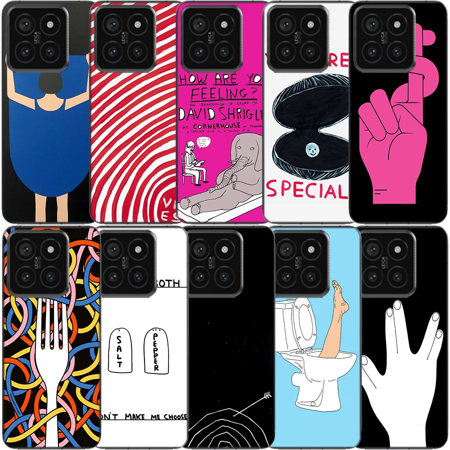 Abstract David Shrigley Cartoon Clear Phone Case For Xiaomi Mi 13 12 12T 11 11T 10 10T Pro 11i 9 9T 8 Lite CC9E A3 A2 TPU Patter