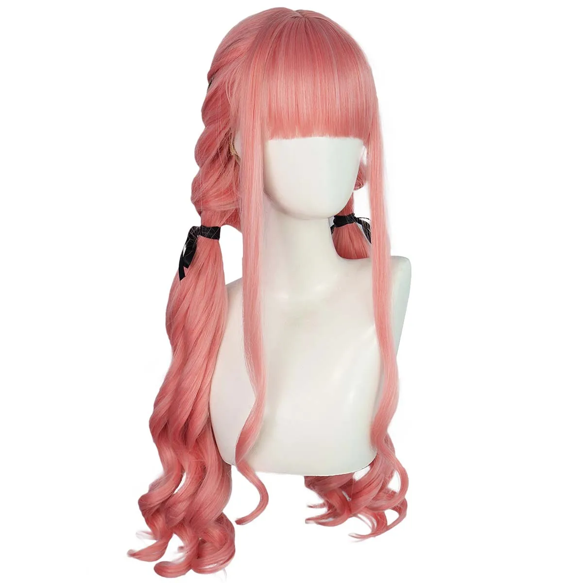 ผู้หญิงปาร์ตี้ฮาโลวีนเกม Infinity Nikki คอสเพลย์ยาวสีชมพู Double Pony Hair Wigs
