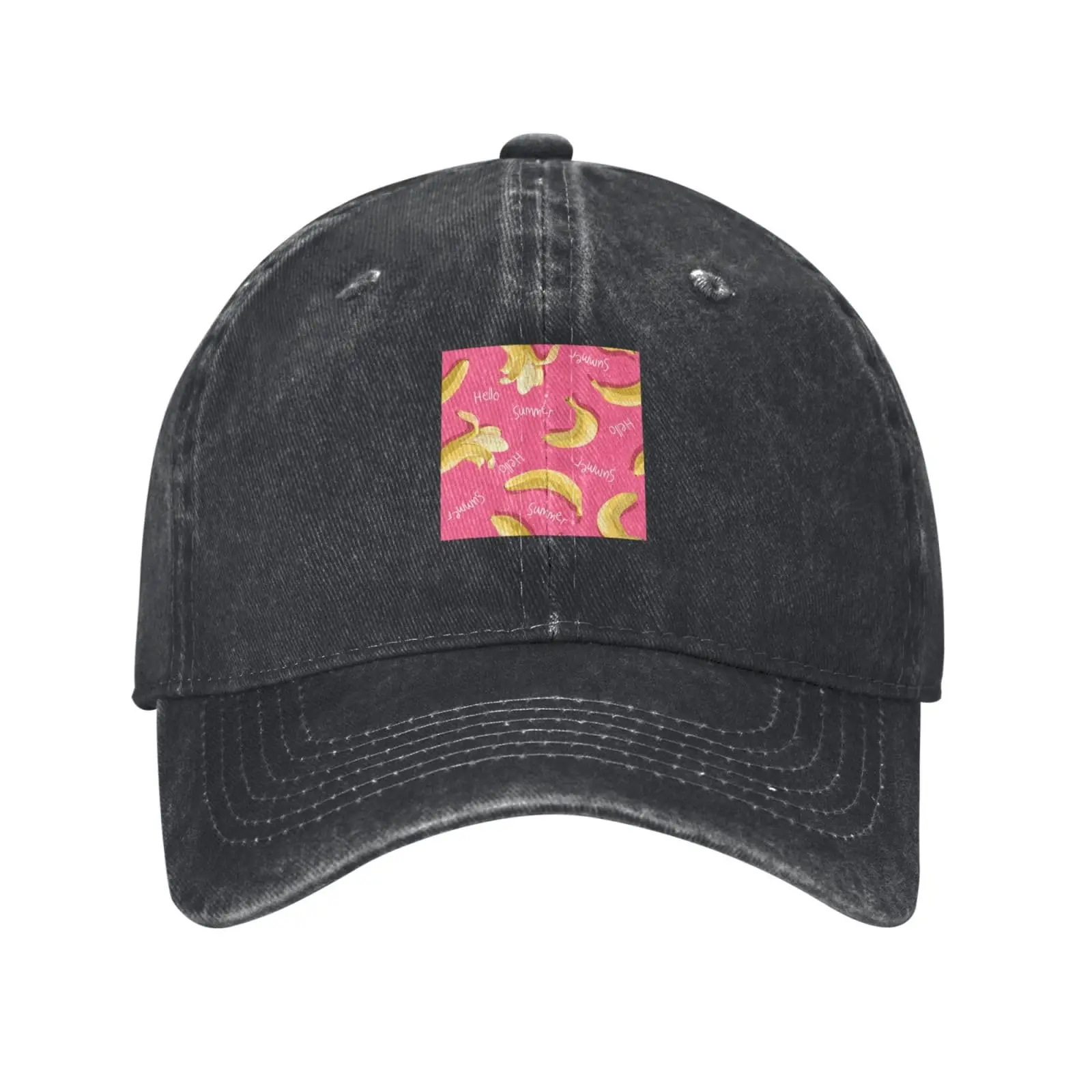 Banana Seamless Pattern On Pink Background Baseball Cap for Men Women Vintage Trucker Hat Golf Hats Dad Hat