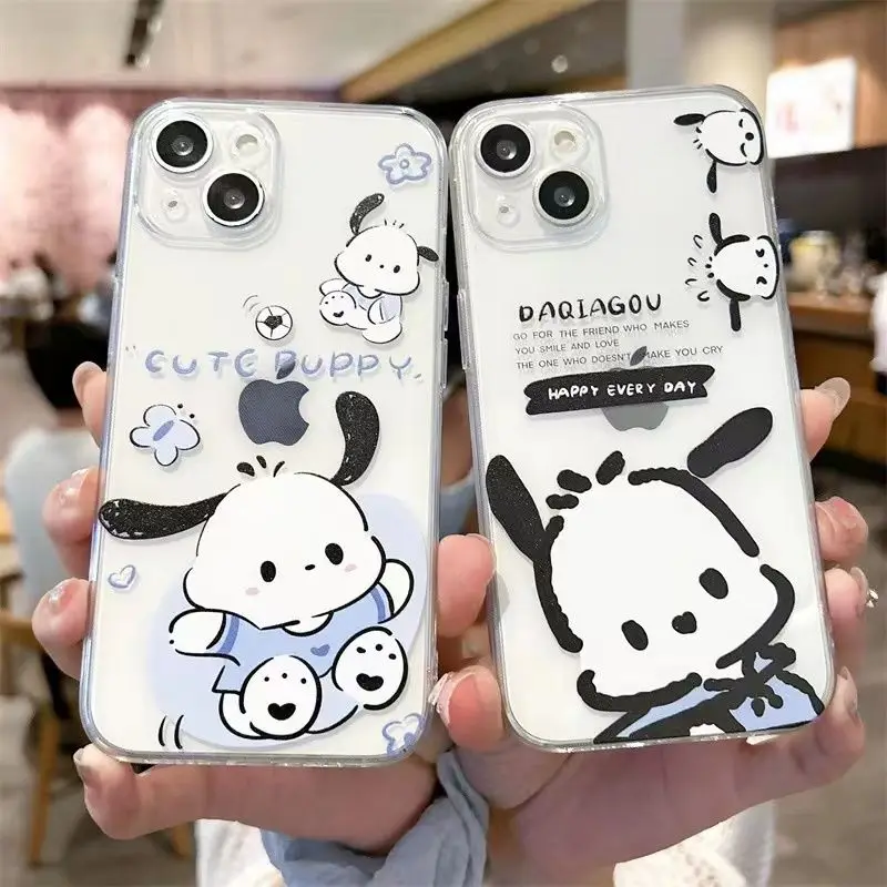 Sanrio Cartoon Pochacco Silicone Phone Case for iPhone 15 14 13 12 11 Pro Max XR XS X 8 7 6 6S Plus SE 2020 Clear Back Covers