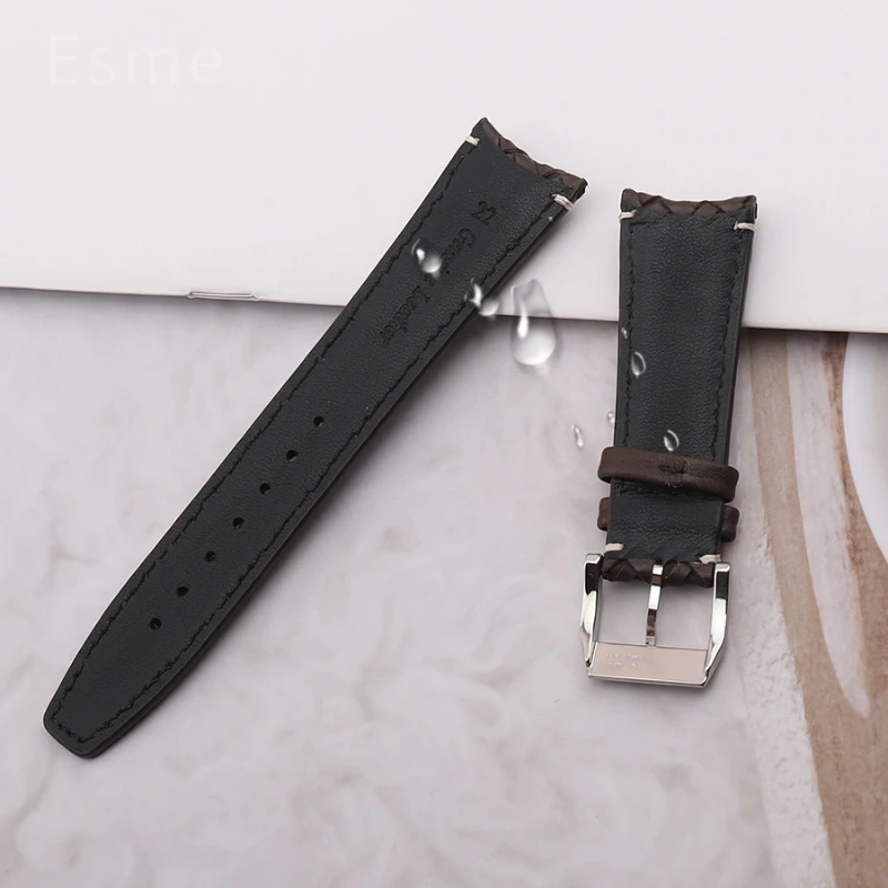 Прочные износостойкие тканые ремешки для часов из натуральной яловой кожи для IWC португальского IW 500713   IW 371614   Ремешок с защитой от пота 20 22 мм