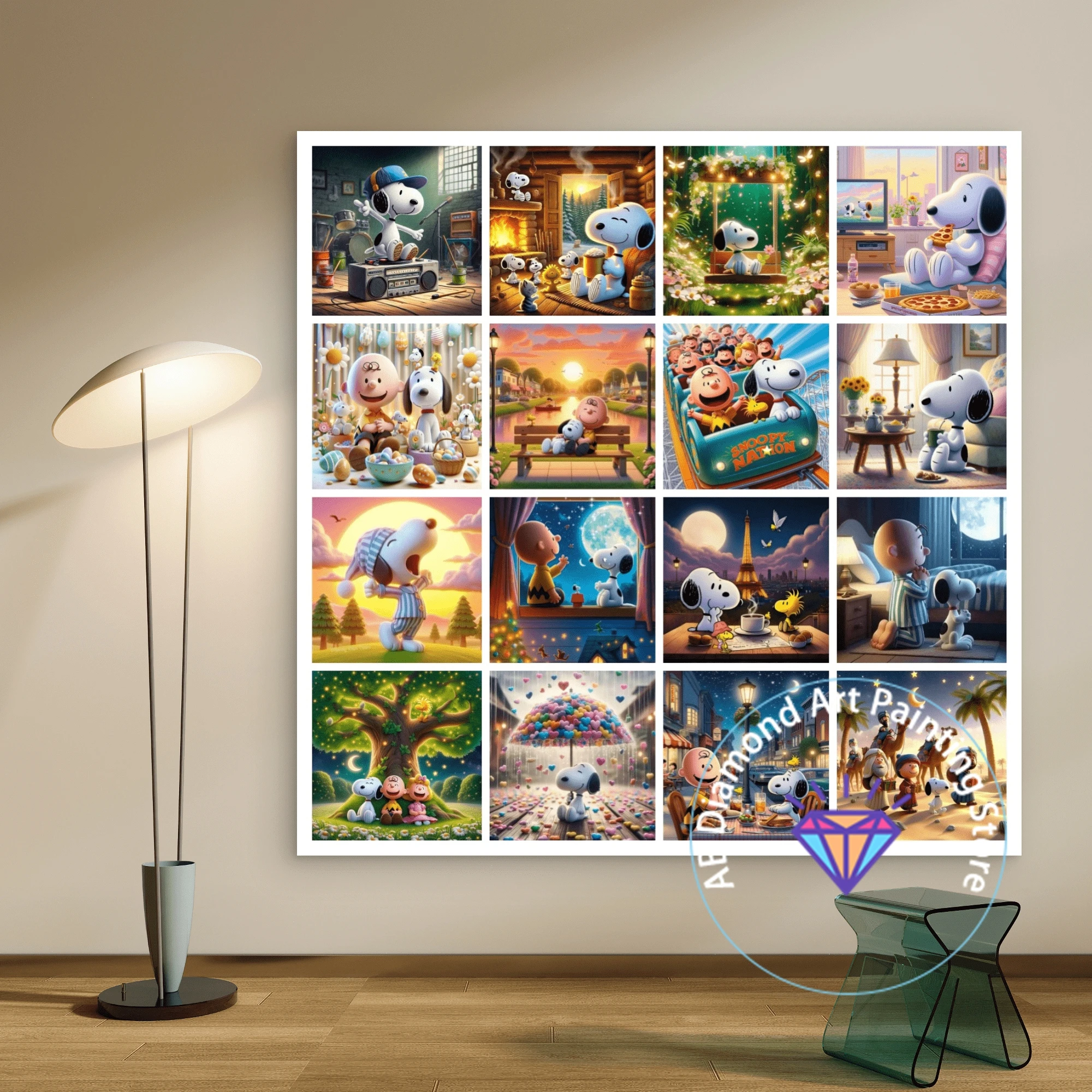 

Peanuts Snoopy AB Diamond Painting Kit 5D DIY Diamond Embroidery Cross Stitch Handmade Art Gift Crafts Home Decor