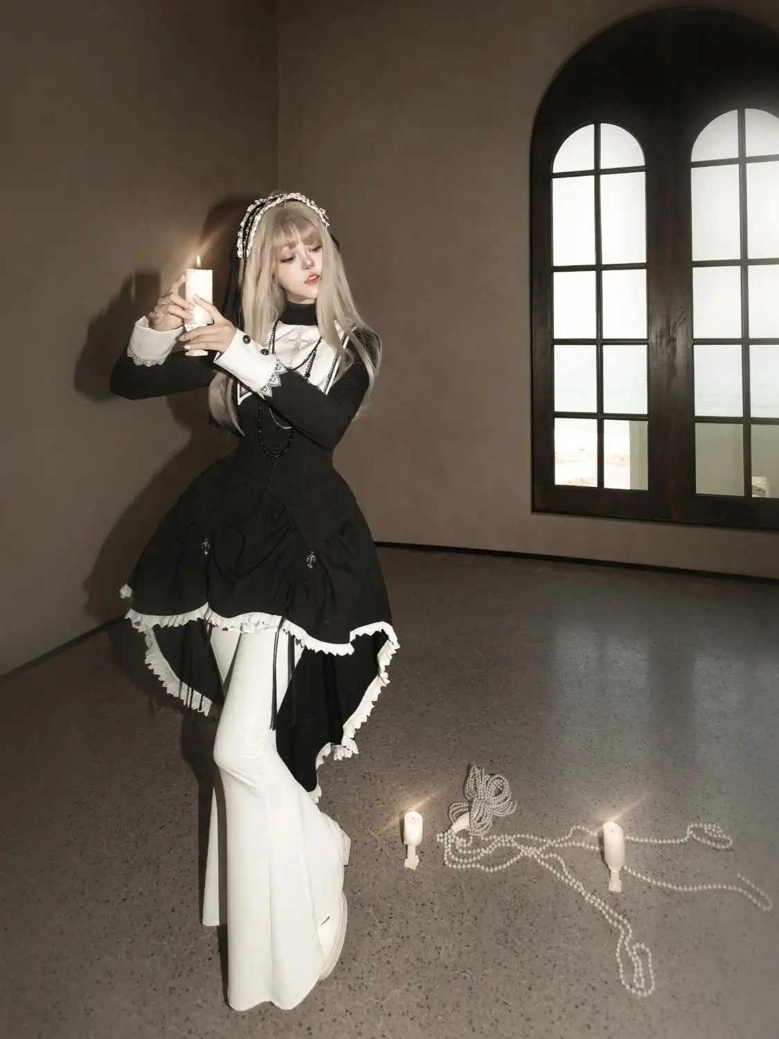 Halloween Winter Black Gothic Lolita Dress Women Japanese Lace Y2k Party Midi Dress Female Korean Cosplay Desinger Dress 2024