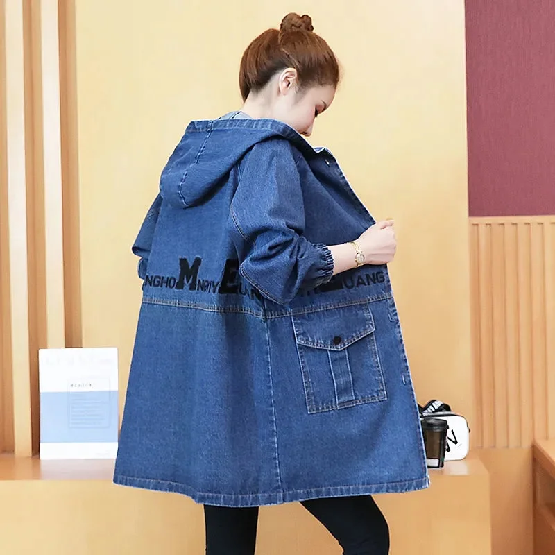 

Women's Denim Jacket Nice New Full Sleeve Jean Jackets Women Coats Female Denim Jacket Long Coat Denim Girl Outerwear Blue