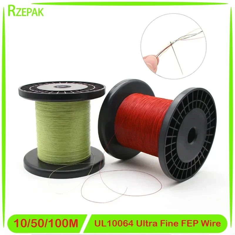 10~100m Ultra Fine UL10064 FEP Wire (No scroll) 40/36/34/32/30/28/26 AWG PTFE Plastic Solder High Conductivity Copper Line