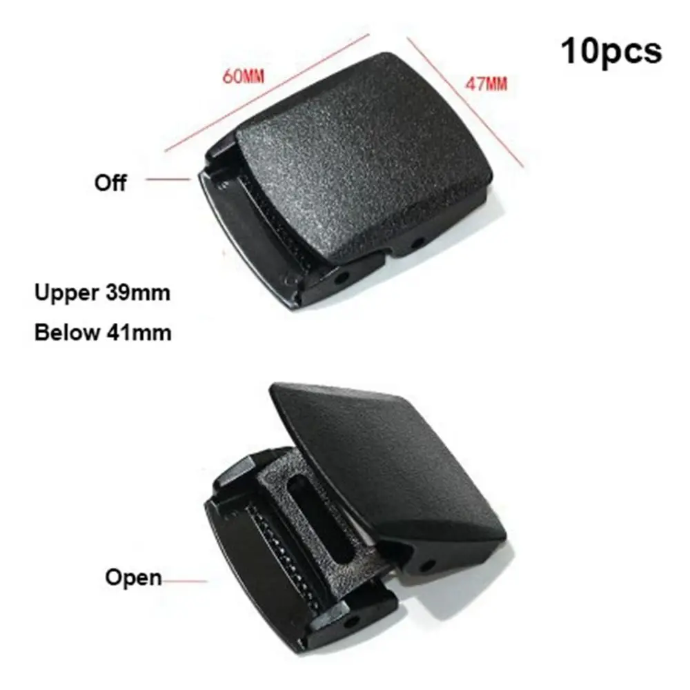 10pcs 블랙 바인딩 스트랩 압력 버클 클립 플라스틱 부품 조정 버클 10 스타일 리본 벨트 버클 수하물 액세서리