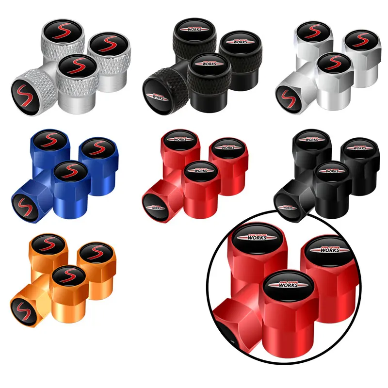 4Pcs Car Metal Wheel Tire Valve Caps Stem Case Dust Cap For Mini Cooper S Logo John Cooper Works Emblem R53 R55 F54 F55 F56 F60