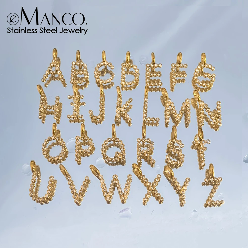 EMANCO  Y2K Style Stainless Steel 26-Letter DIY Pendant with Crystal Inlays Jewelry Daily Commute Dating Social Fashion Jewelry