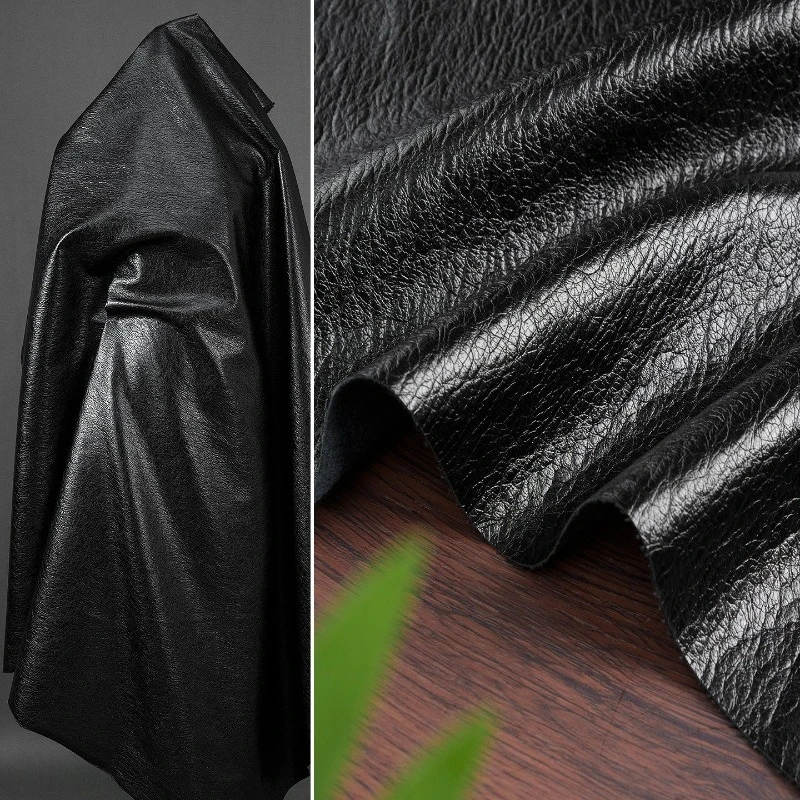 

Waterproof Wrinkle Resistant Black Leather Fabric for Jacket Dress Skirt Handmade Bag Designer Clothing Diy Sewing Fabrics Cloth