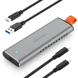 RSHTECH M.2 NVMe SATA SSD Enclosure Aluminum 10Gbps USB 3.1 External NVMe SSD Caddy for NVMe PCIe and SATA M-Key(B+M Key) UASP