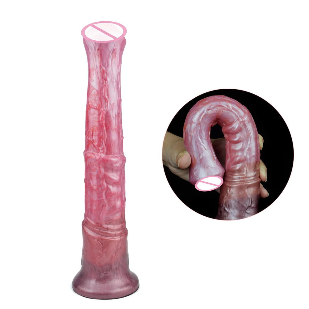 Anal Plug Masturbate Long Realistic Horse Dildo With Sucker Silicone Colorful Animal Penis Fantasy Sex Toys Shop For Men Women