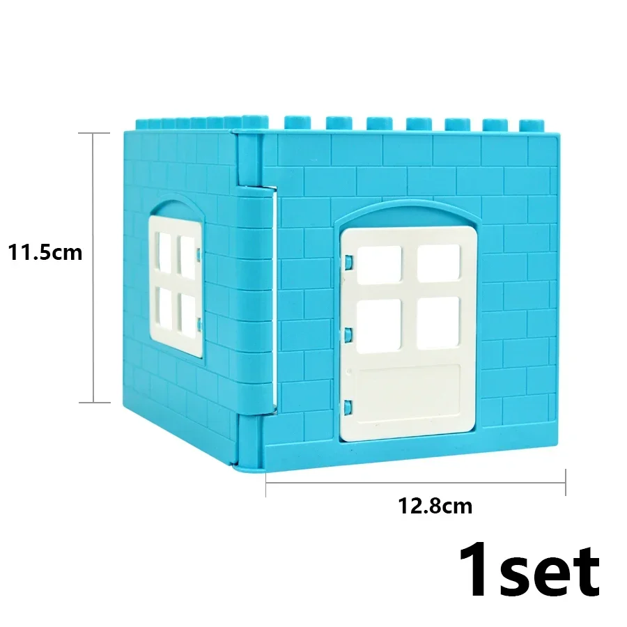 Big Size Building Blocks House Parts Construction Window Door Wall Roof Large Bricks Assemble Educational Compatible Duploes Toy