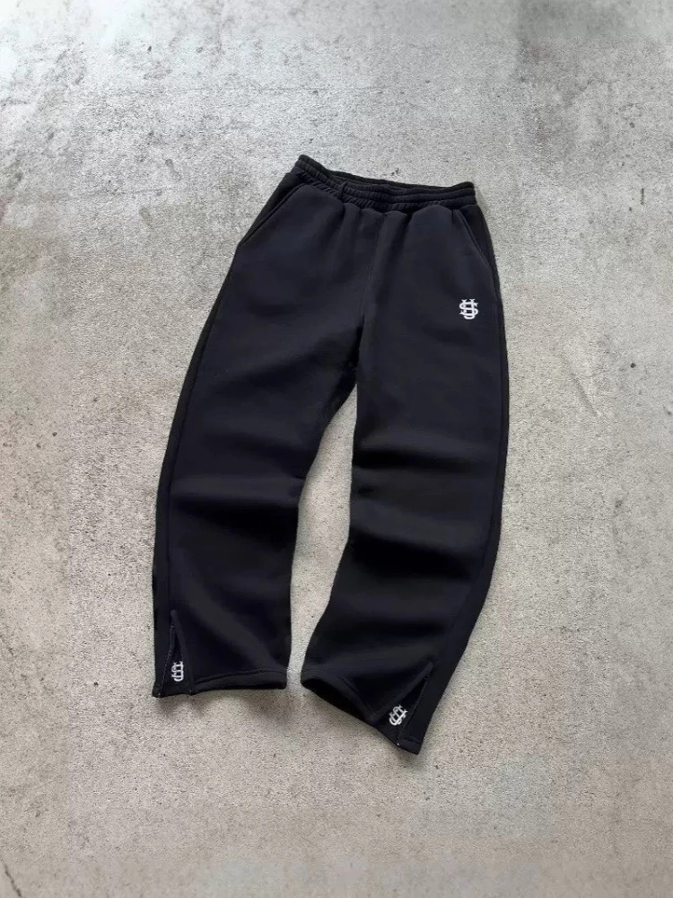 

HOUZHOU Y2k Vintage Gray Sweatpants Hip Hop Baggy Casual Wide Leg Embroidery Joggers Pants Black Harajuku Retro Straight Trouser