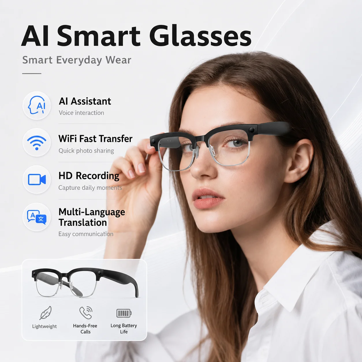 Audio Music Recognition - W630T Voice Wake AI Smart Glasses