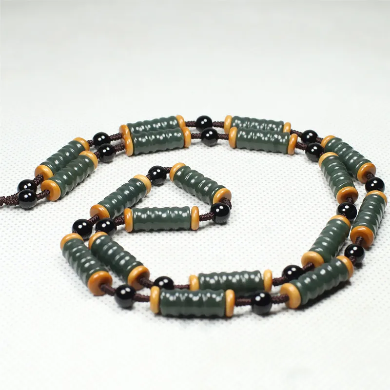 

Hetian jade necklace genuine jade with chain sapphire bamboo joint chain jewelry brand lanyard with certi