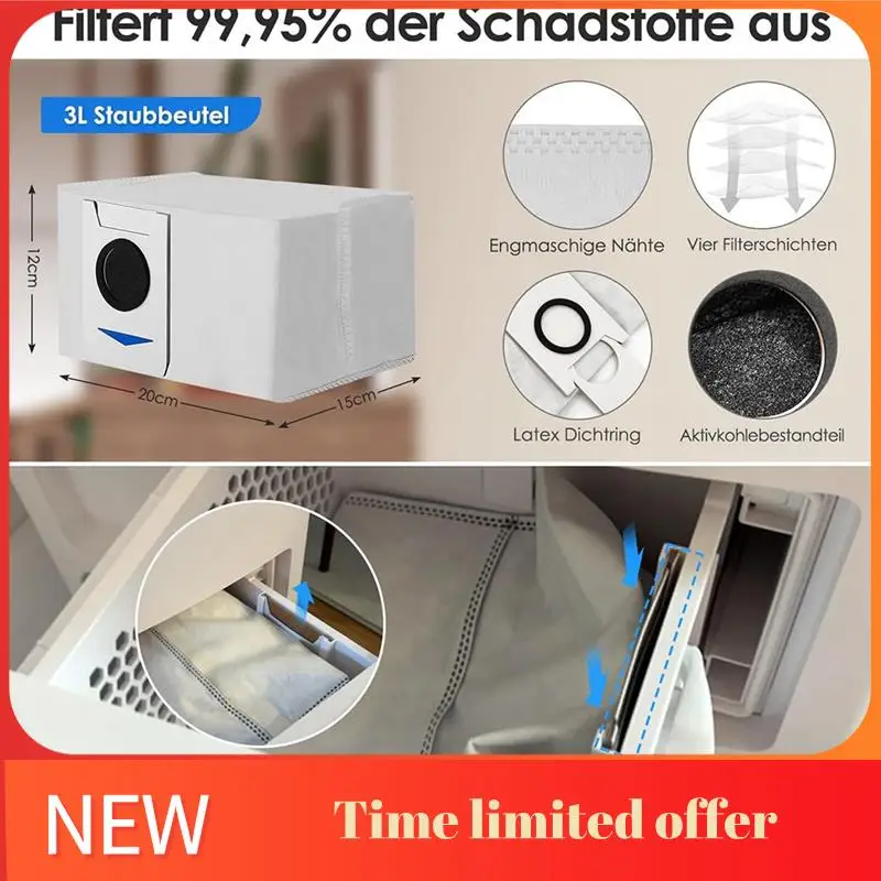 A006-For Ecovacs Deebot T20E OMNI/T20 OMNI، أكياس الغبار المضادة للبكتيريا، قطع غيار المكنسة الكهربائية الروبوتية