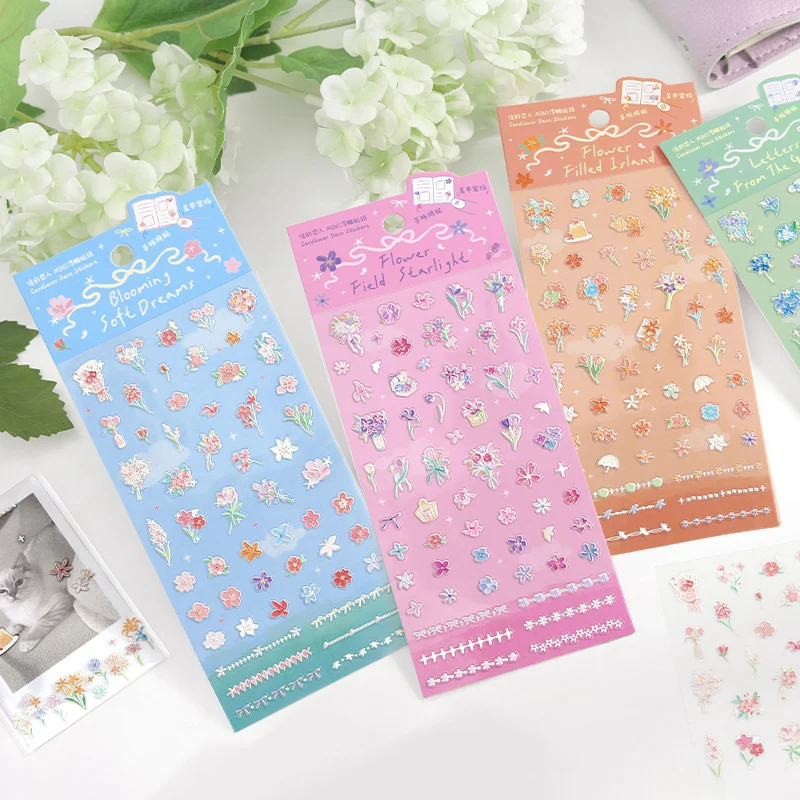 1pcs MINI Relief Stickers - Dialogue Series between Wind and Flowers - Fresh Flower 3D Bookkeeping Stickers