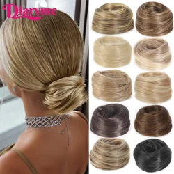 Bun De Cabelo Sintético Para Mulheres, Laço De Cabelo Liso Updo, Elástico De Borracha, Hairpiece Chignon, Extensões De Cabelo Bandas De Cabelo, Hairpiece Natural